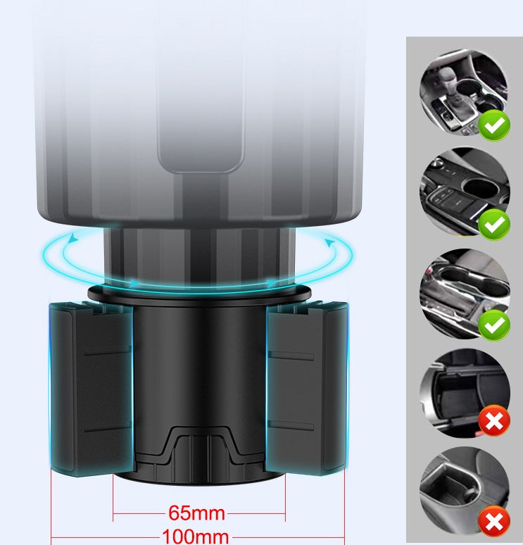 Carzona Car cup holder expander with adjustable base for oversized bottles, mugs, and drinks – universal car accessory