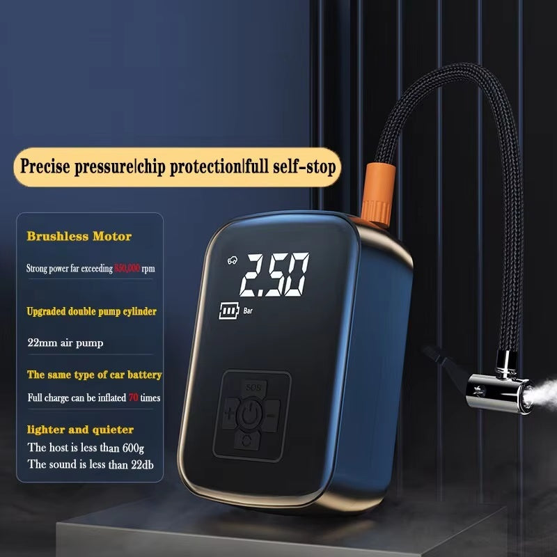 Carzona Portable wireless car air compressor for tires, motorcycles, bicycles, boats, and balls – rechargeable electric inflator